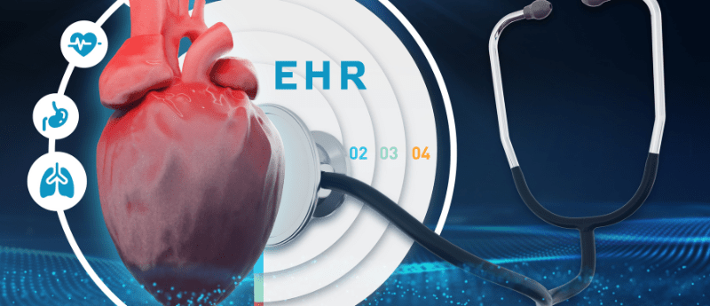 Digital image of letters EHR and a heart